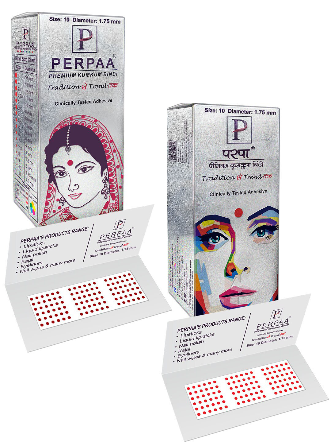 PERPAA Set Of 2 Red & Light Maroon Kumkum Round Bindi Book