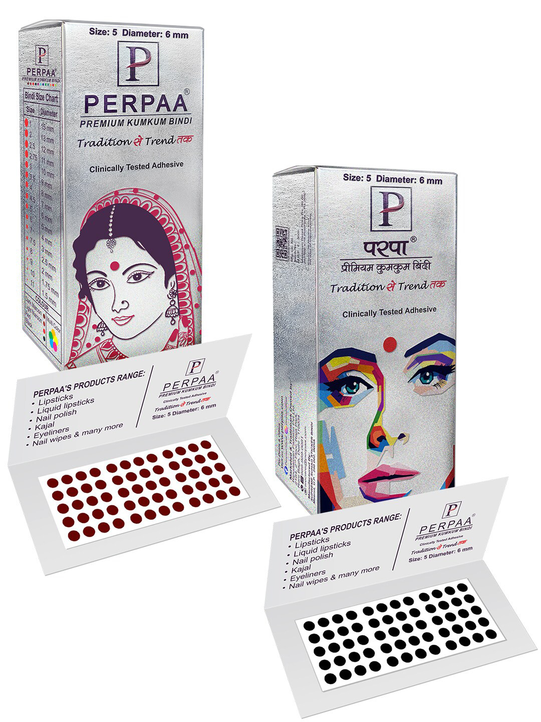 PERPAA Black & Dark Maroon Kumkum Round Bindi Book