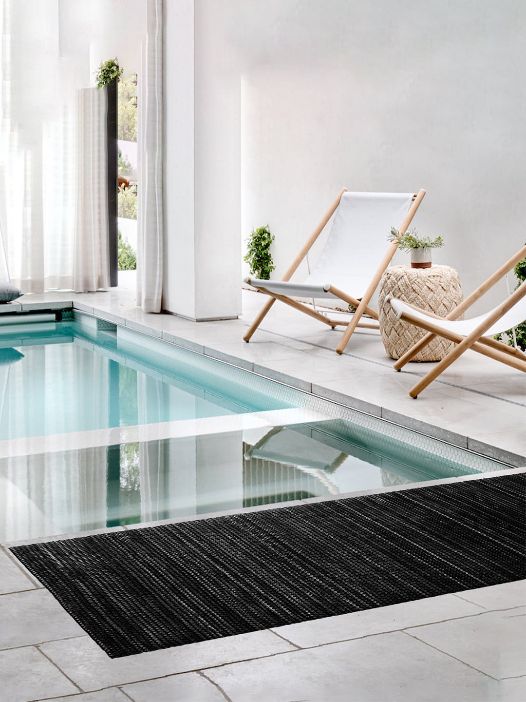 Kuber Industries Black Rubber Reversible Anti-Skid Shower Mat