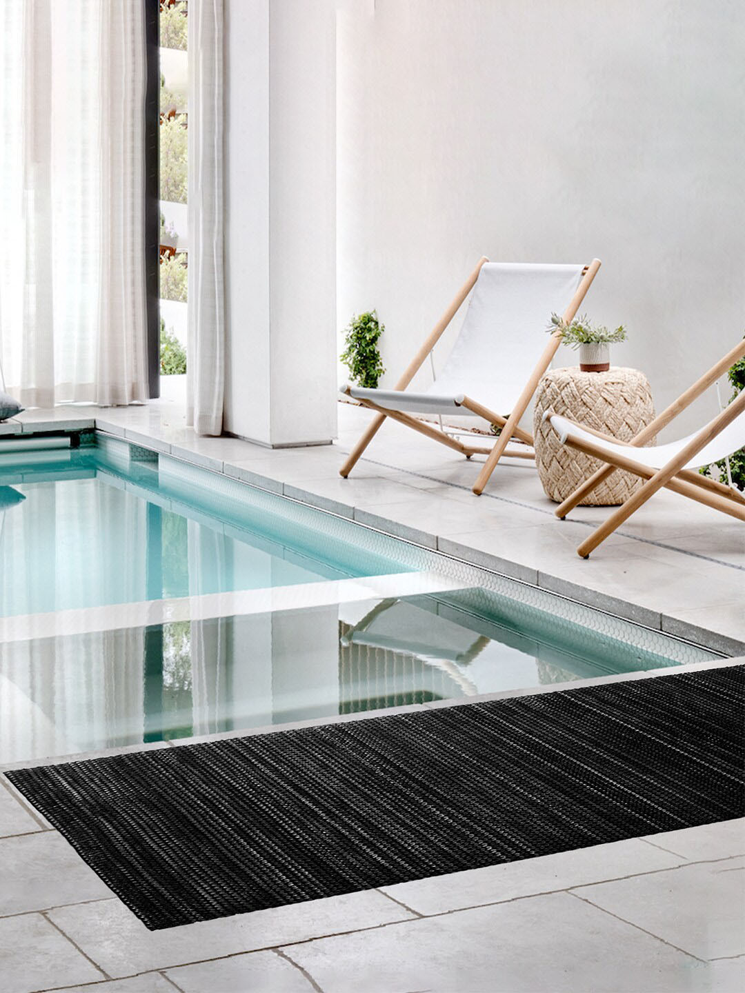 Kuber Industries Black Anti-Skid Waterproof Swimming Pool Mat