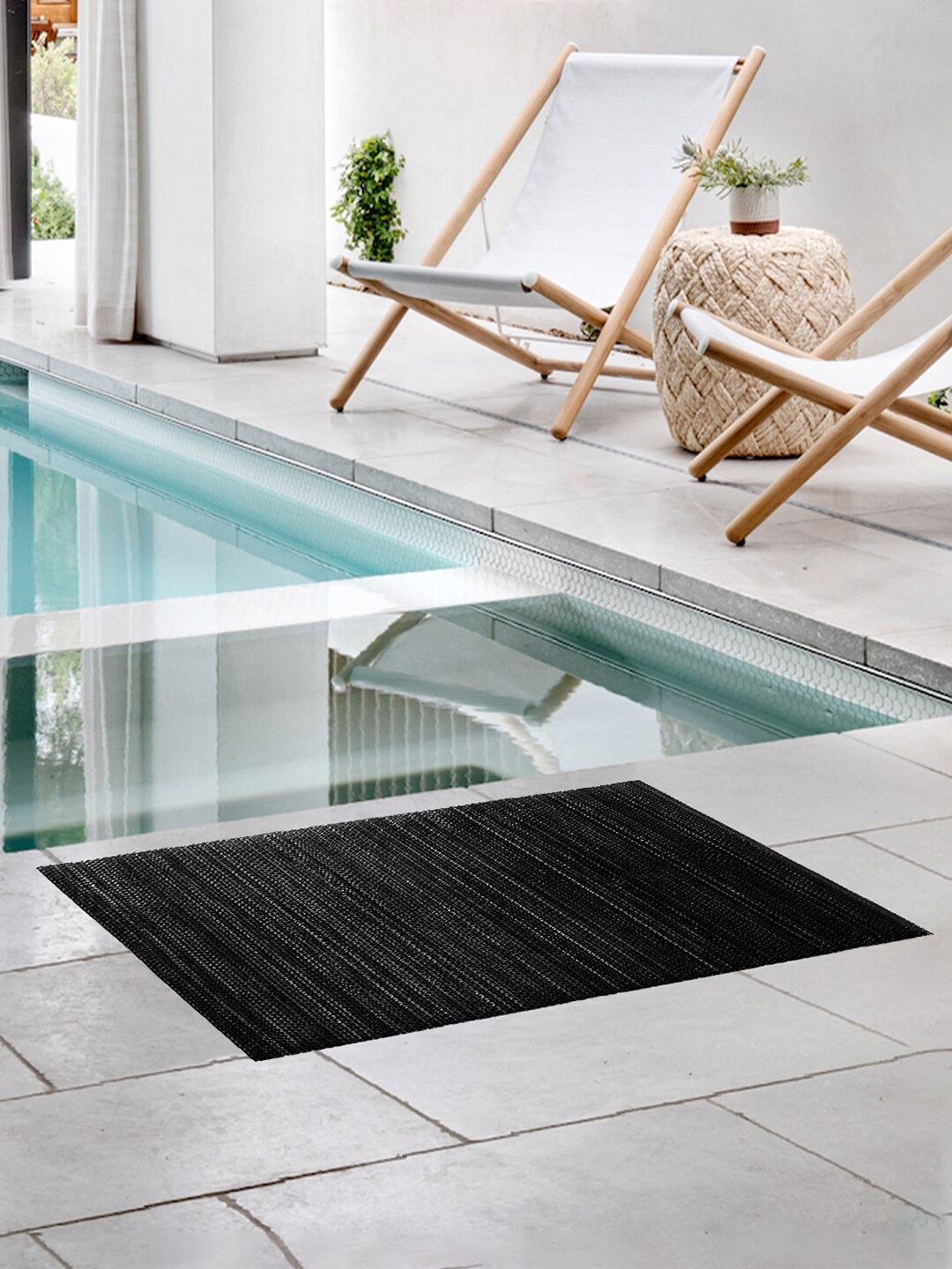 Kuber Industries Black Textured Rubber Waterproof Anti-Skid Floor Mat