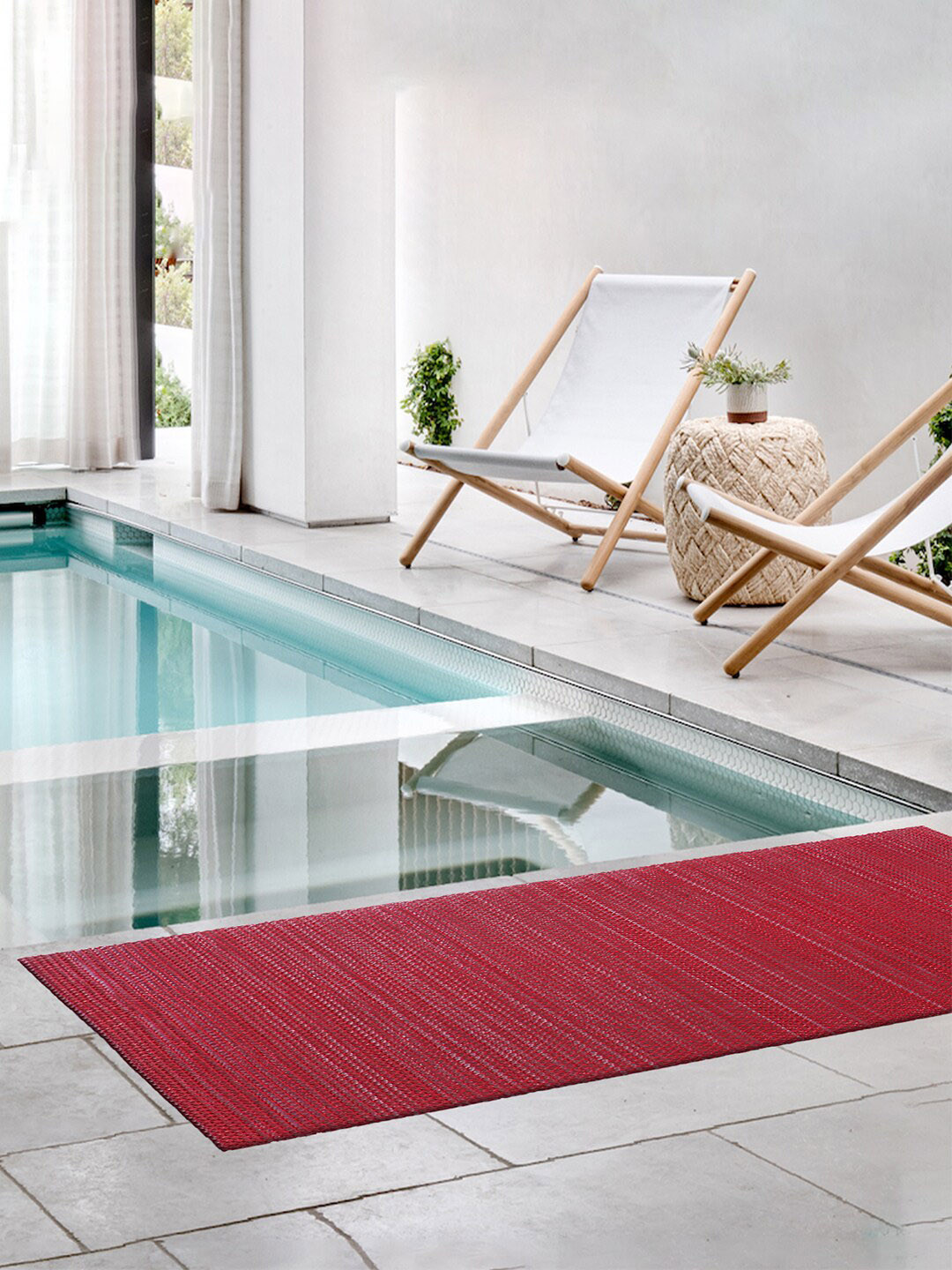 Kuber Industries Red Textured Waterproof Anti-Skid Floor Mat