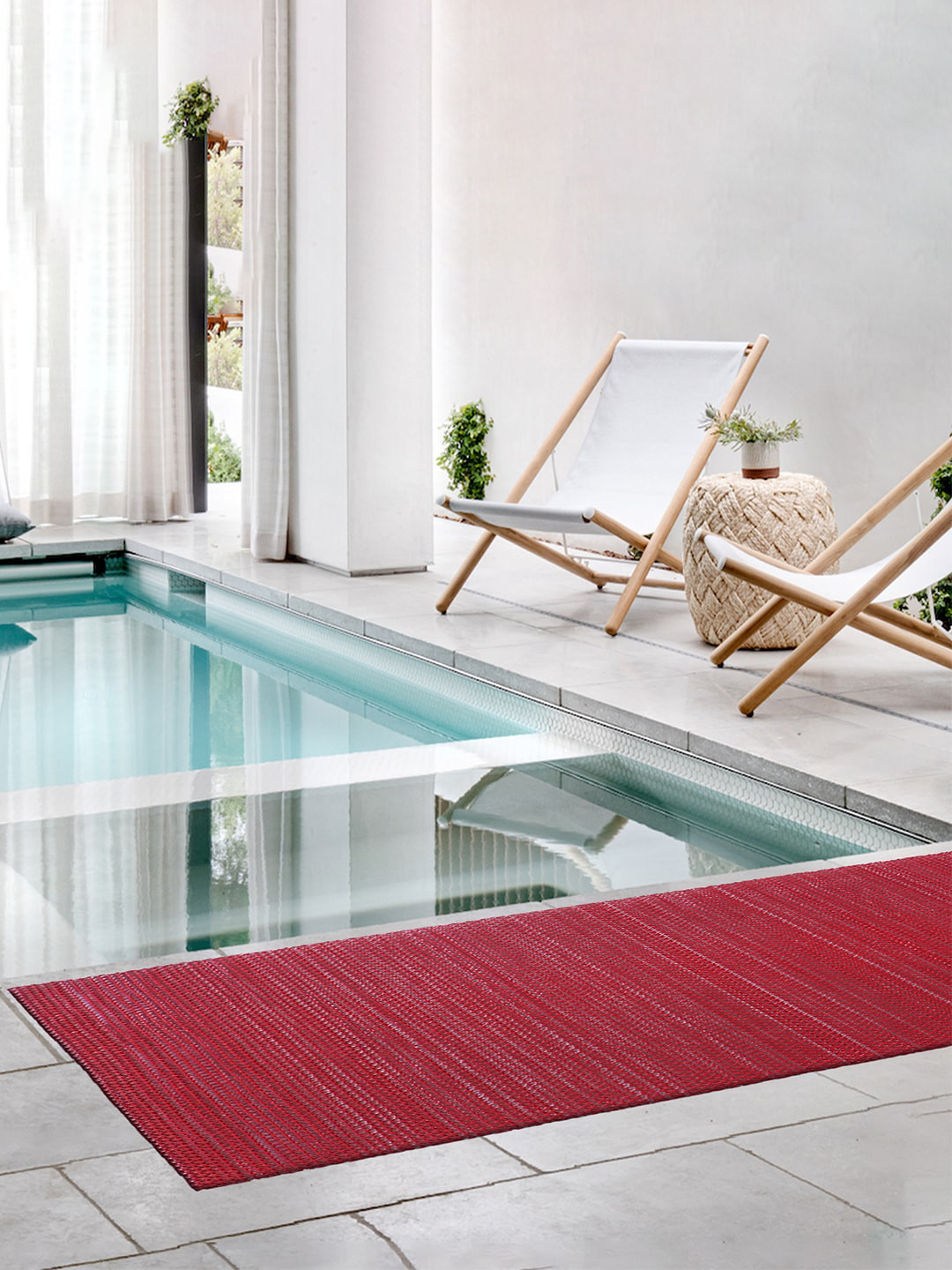 Kuber Industries Red Rubber Reversible Anti-Skid Shower Mat