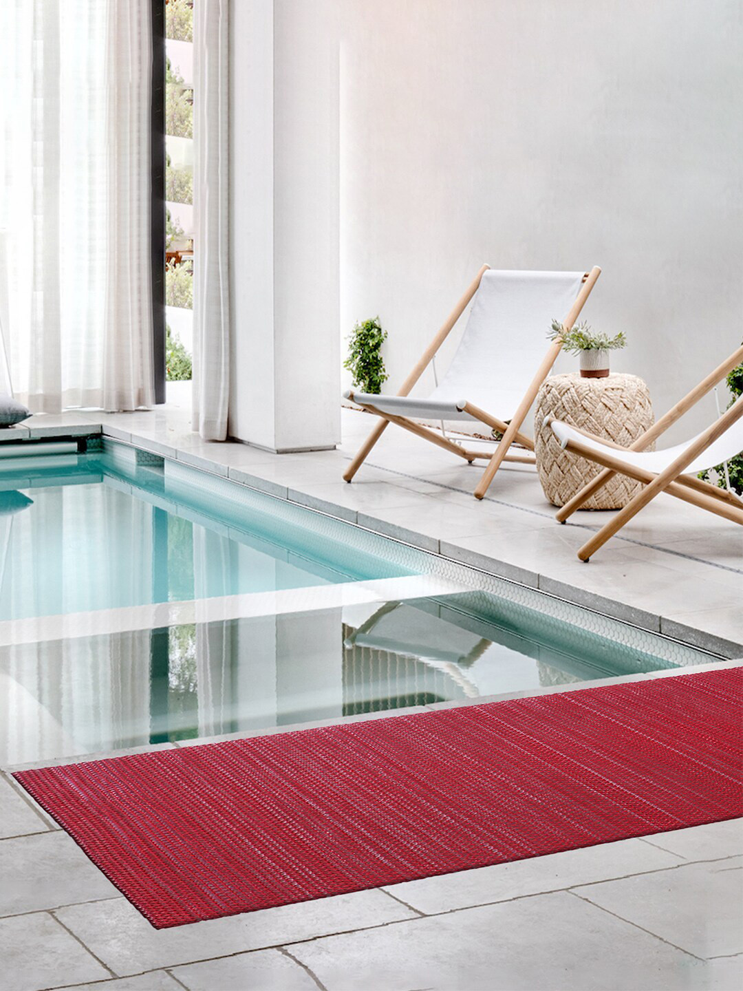 Kuber Industries Red Anti-Skid Waterproof Swimming Pool Mat