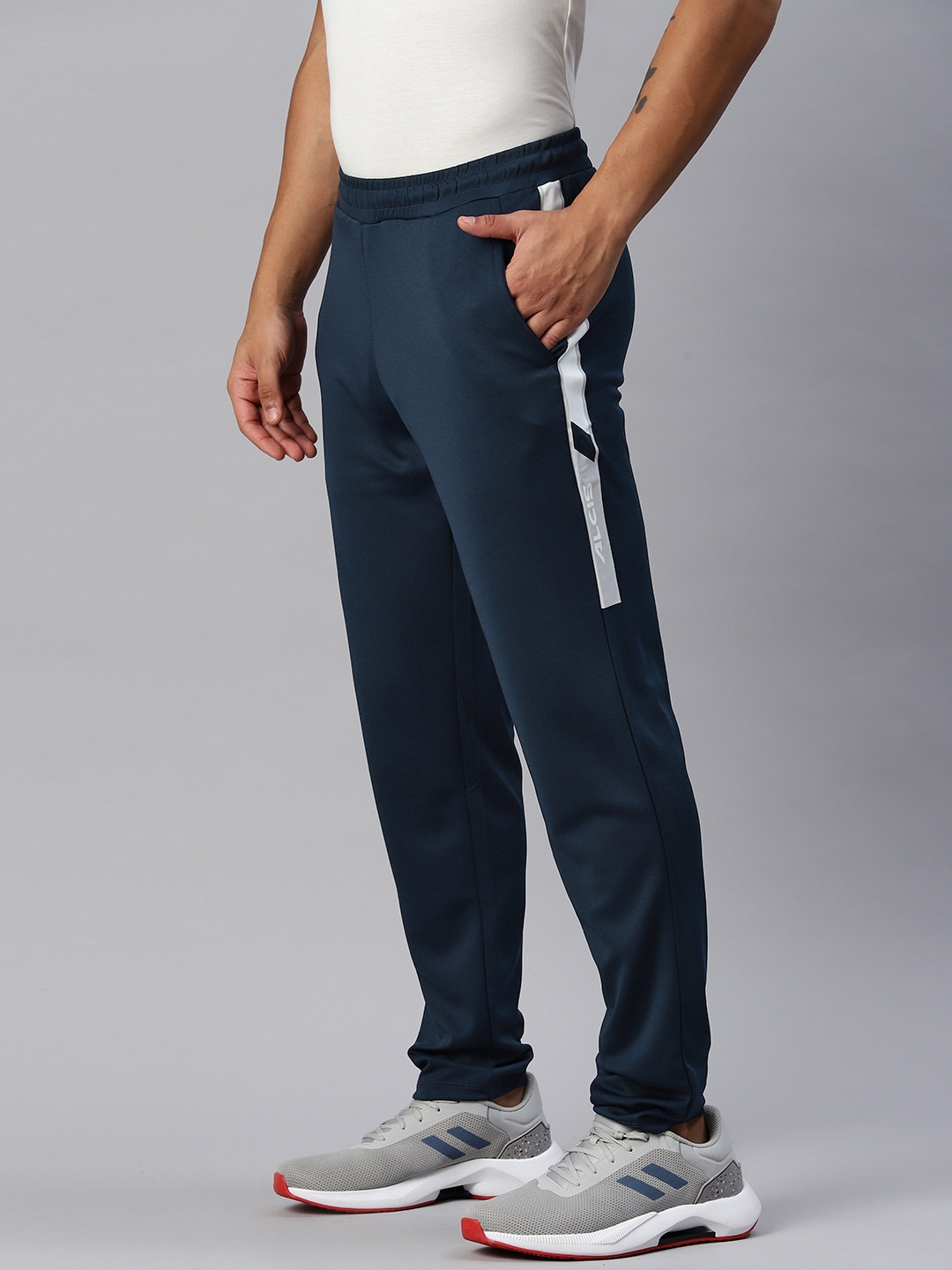 Alcis Men Striped Rapid-Dry Slim Fit Running Track Pants