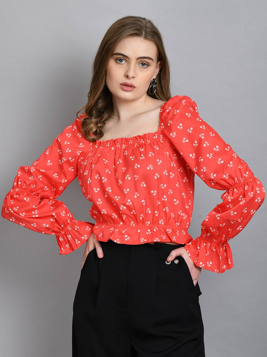 Fuchsia   Floral Print Blouson Top