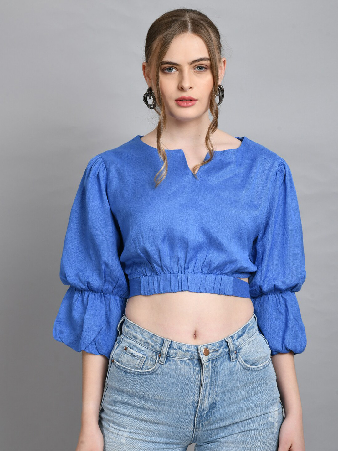 Fuchsia  Blouson Crop Top