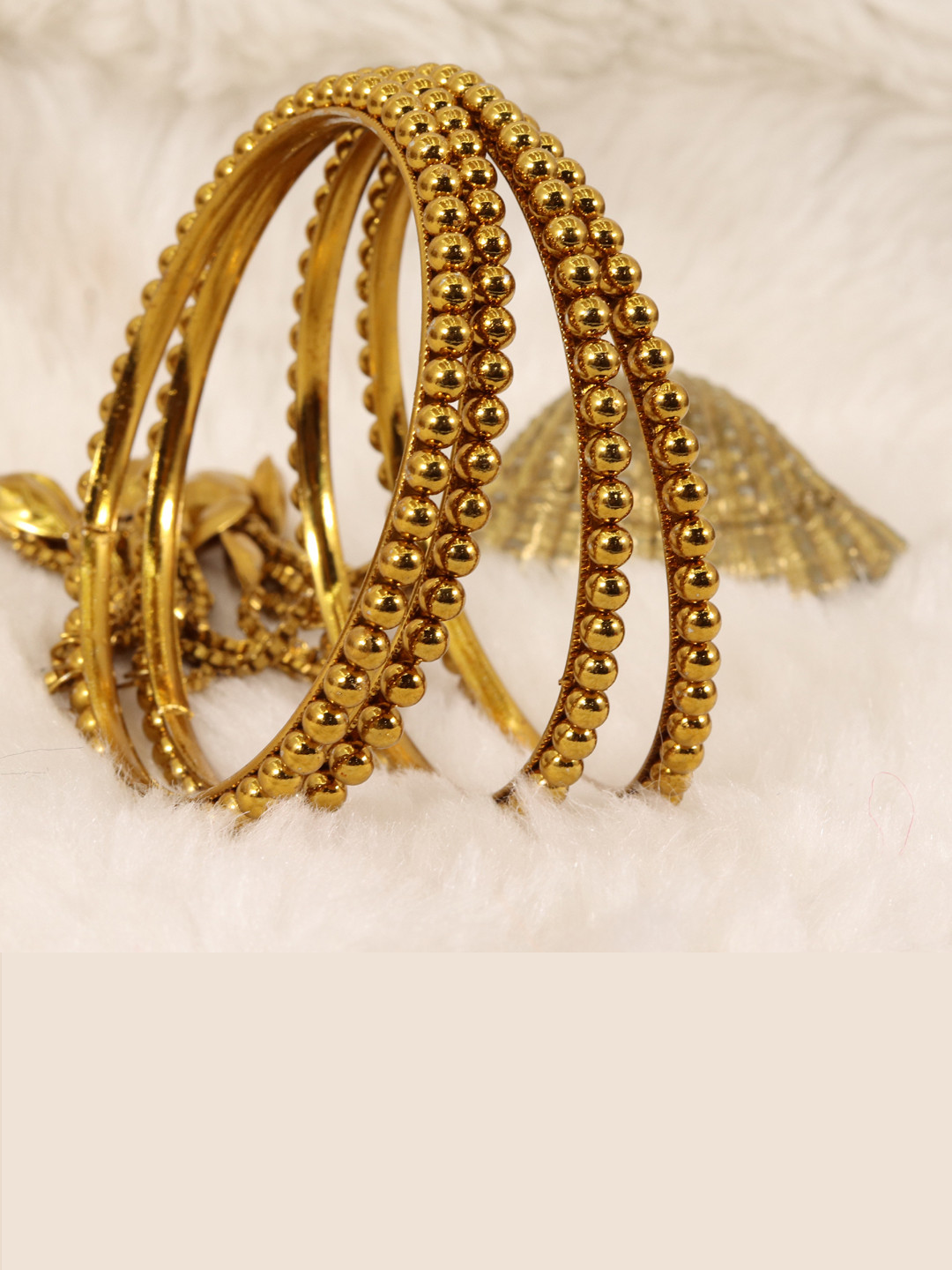 NMII Set Of 4 Gold-Plated Metal Balls-Studded Dangler Kadas