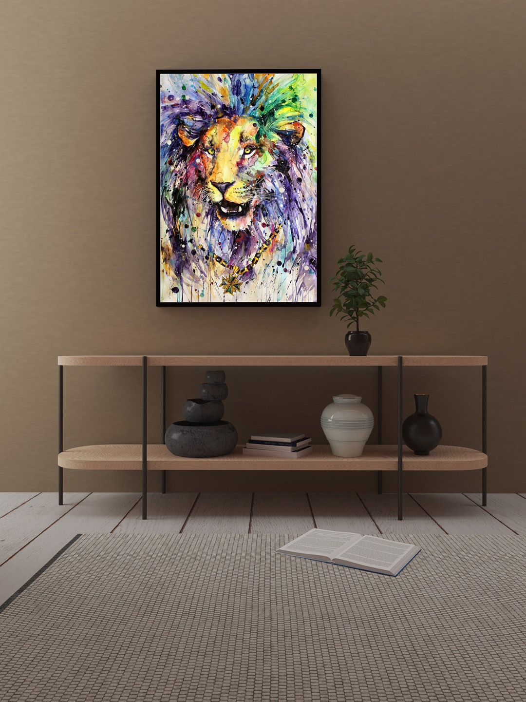 Art Street Blue & Yellow African Lion Wall Art