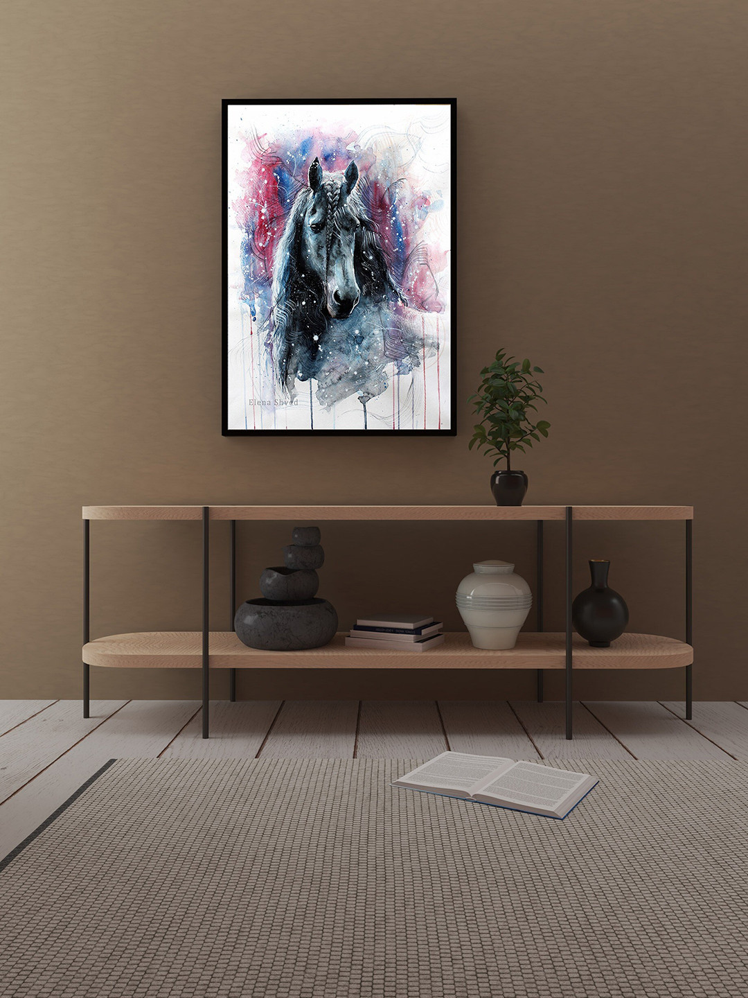 Art Street White & Grey Cool Looking Maybe Or Ribs Horse Wall Art