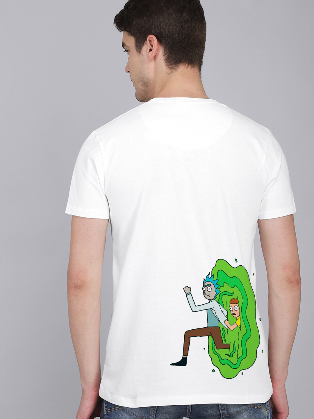 Free Authority Men Rick & Morty Cotton Printed White T-shirt