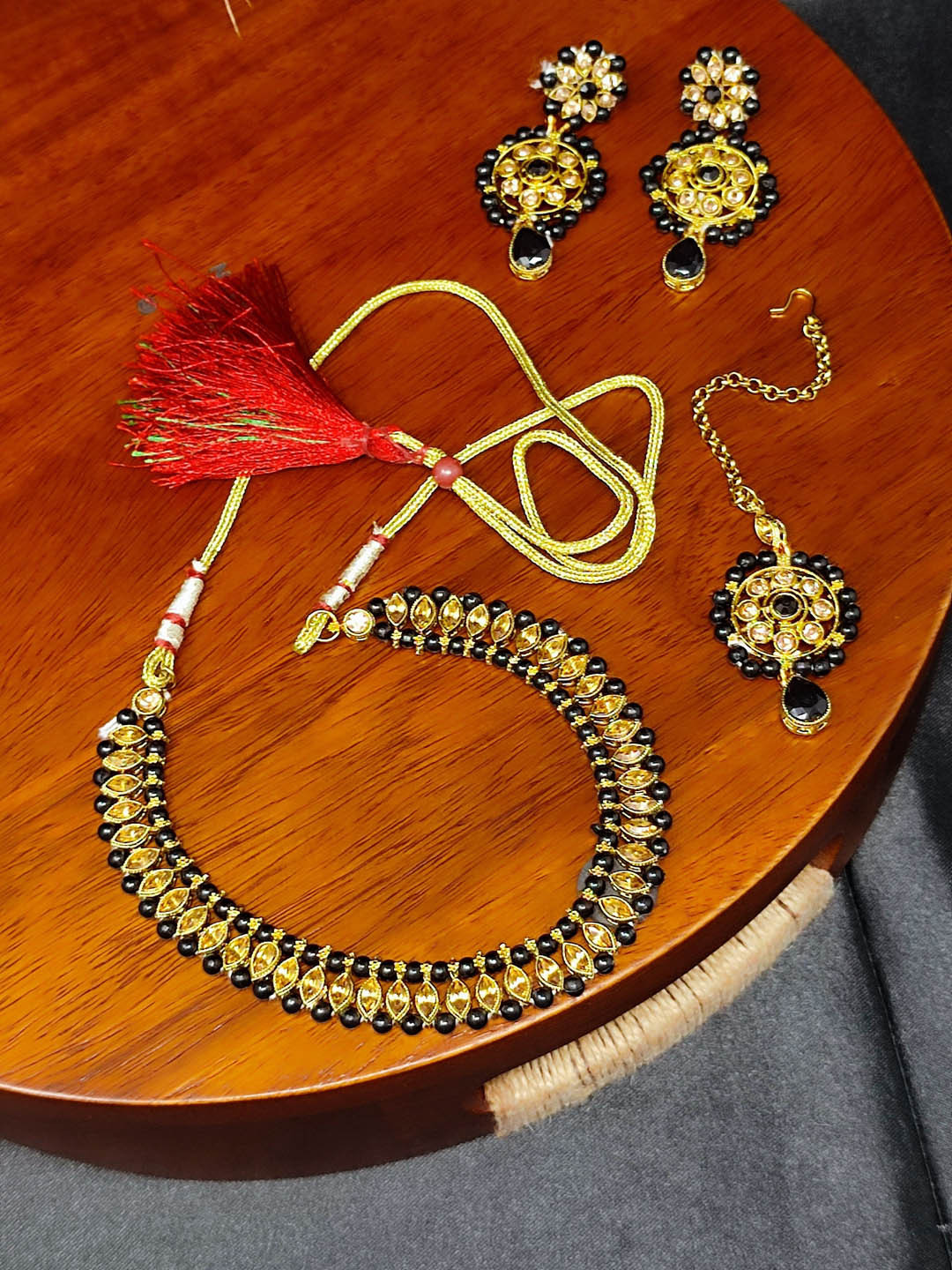 CRAYTON Gold-Plated Stone-Studded Jewellery Set