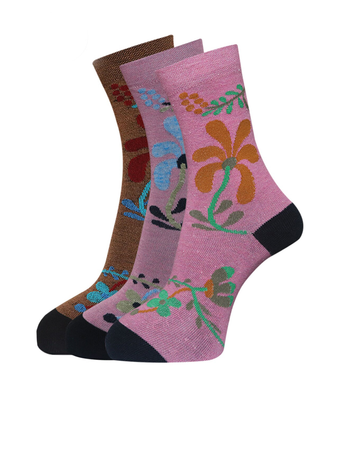 Dollar Socks Women Pack Of 3 Assorted Calf Length Cotton Socks