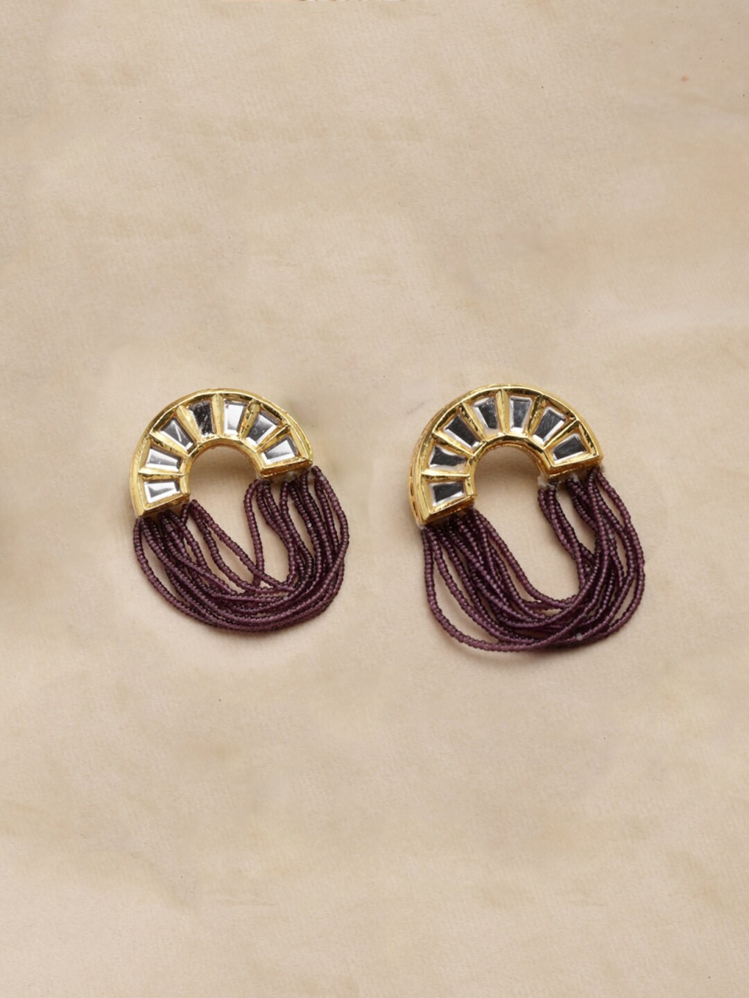 DUGRISTYLE Purple Circular Gold Plated Studs Earrings