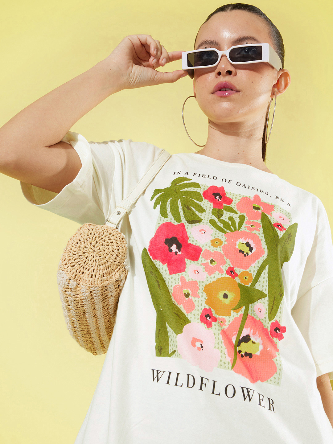 all about you Women Printed Drop-Shoulder Sleeves Pure Cotton T-shirt