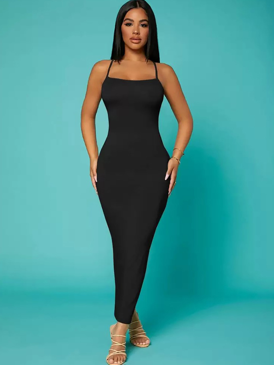 Berrylush BASICS Black Bodycon Maxi Dress
