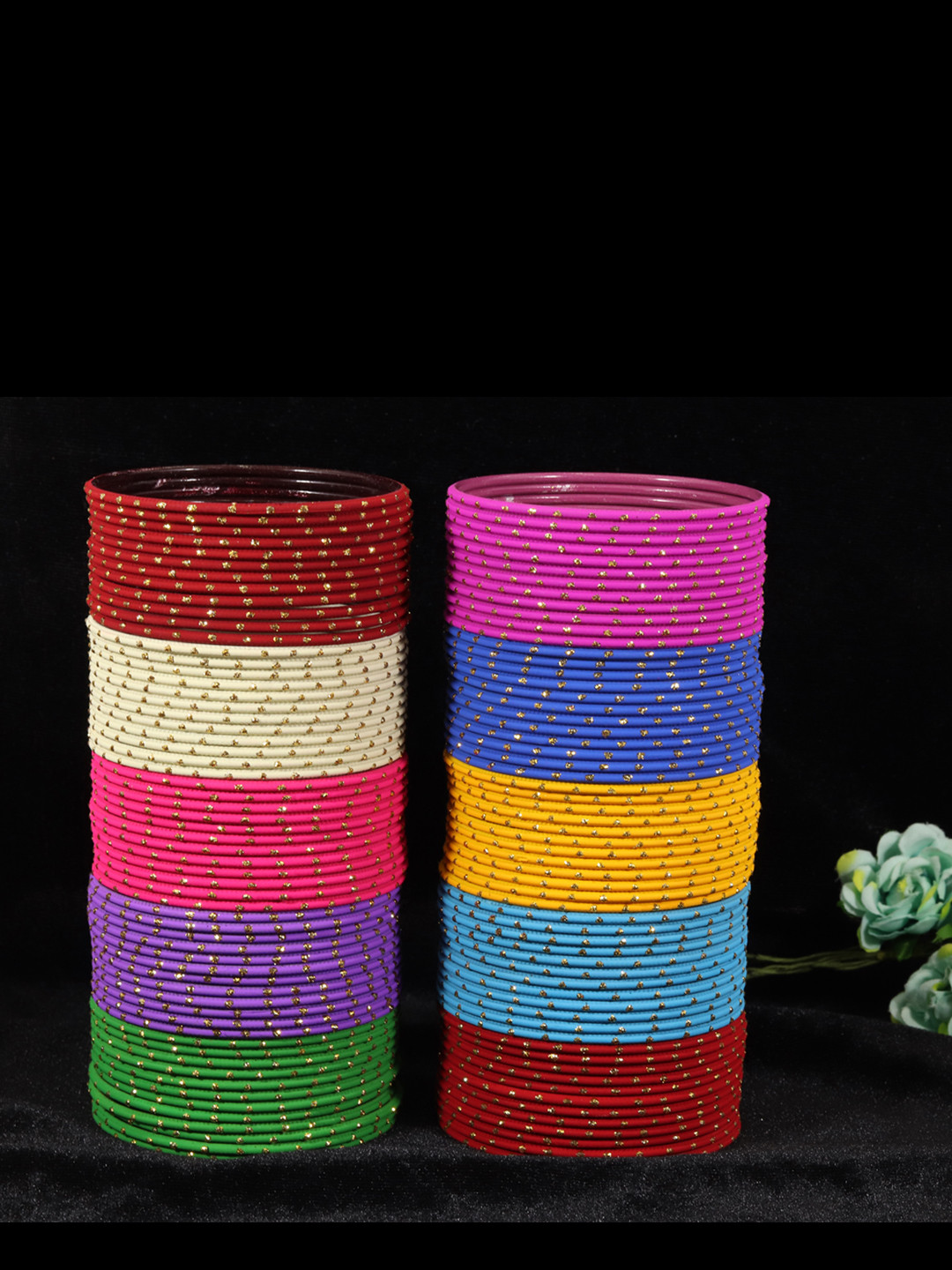 NMII 120 Pieces Spreads Zari and Cutting Design Bangles