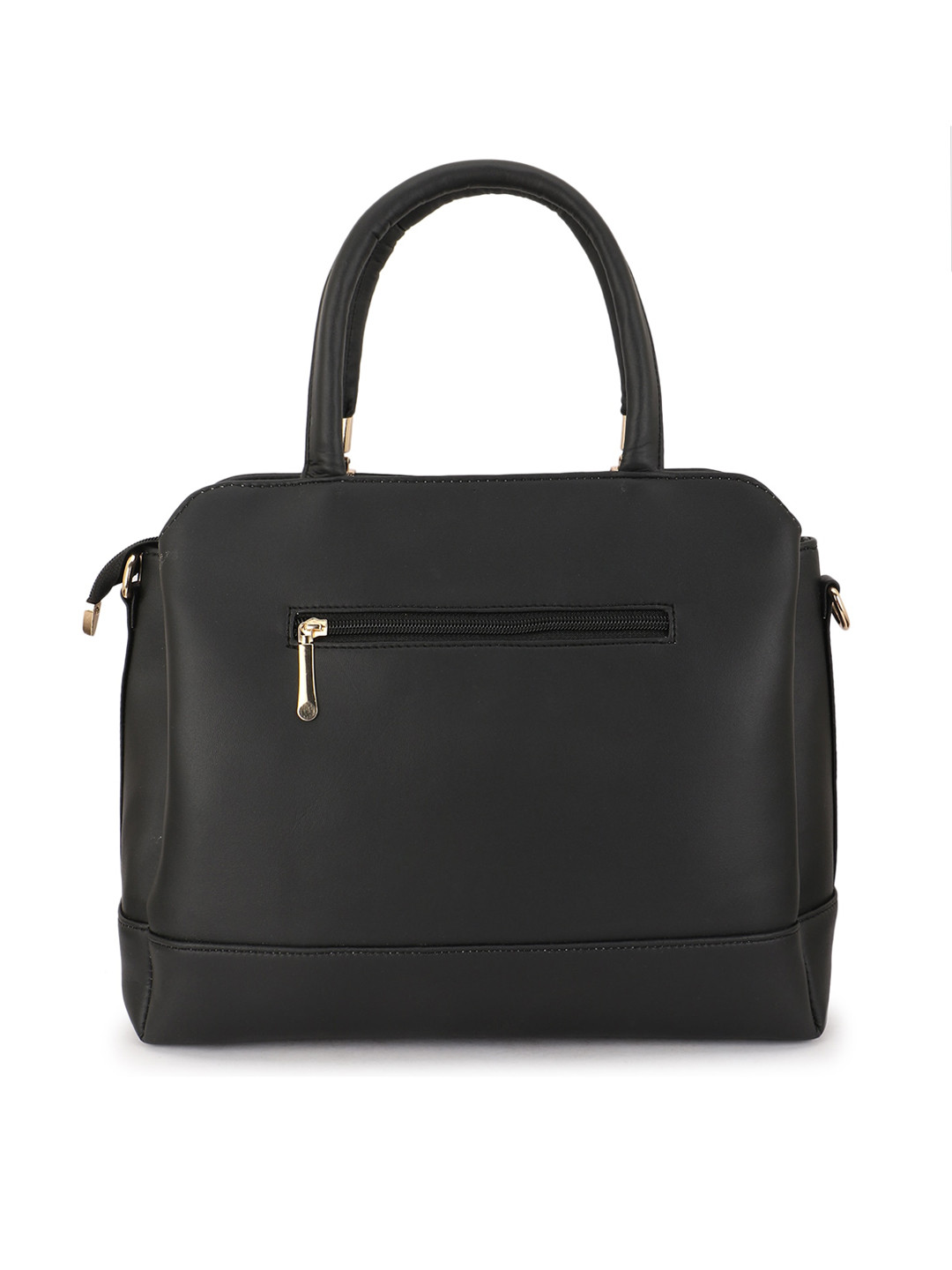 SHINING STAR Black PU Structured Handheld Bag