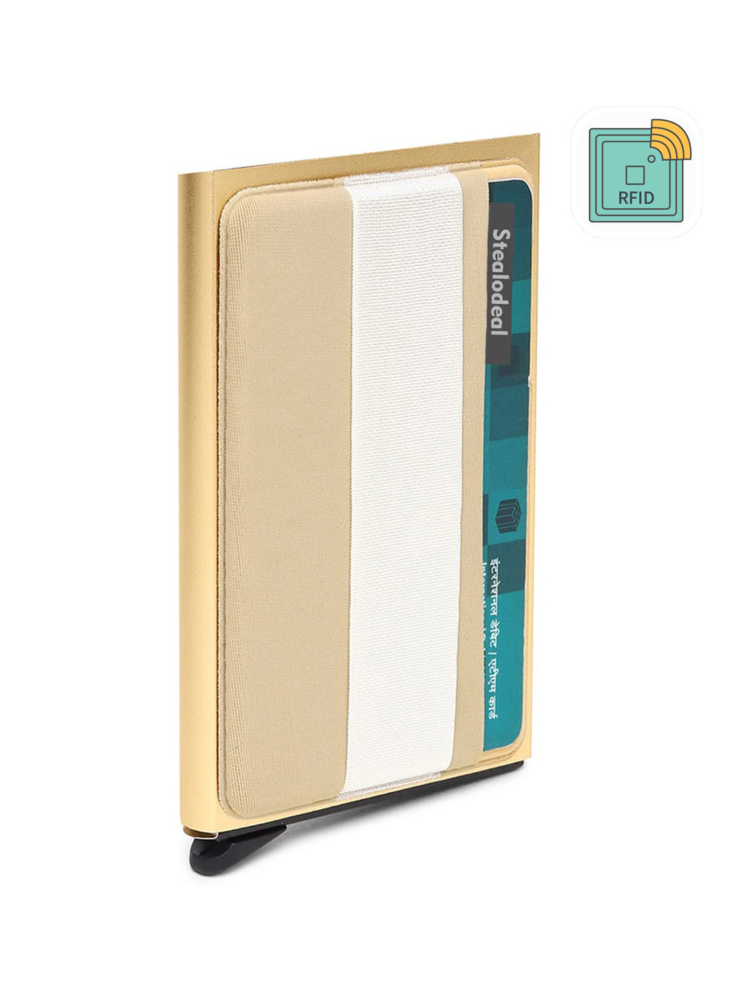 StealODeal Unisex Gold-Toned & White Card Holder