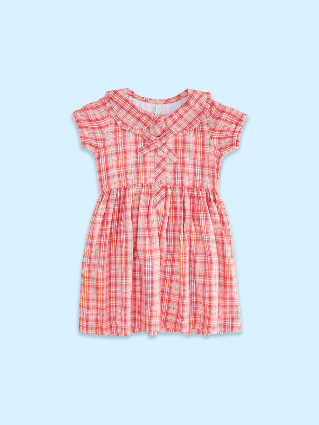 Pantaloons Baby Checked Peter Pan Collar Fit & Flare Cotton Dress