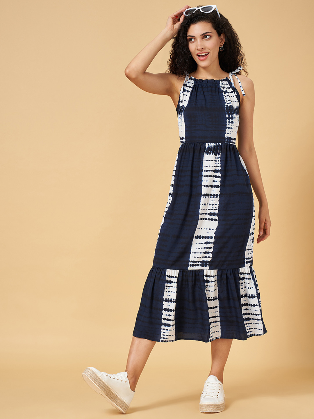 YU by Pantaloons Tie and Dye A-Line Midi Dress