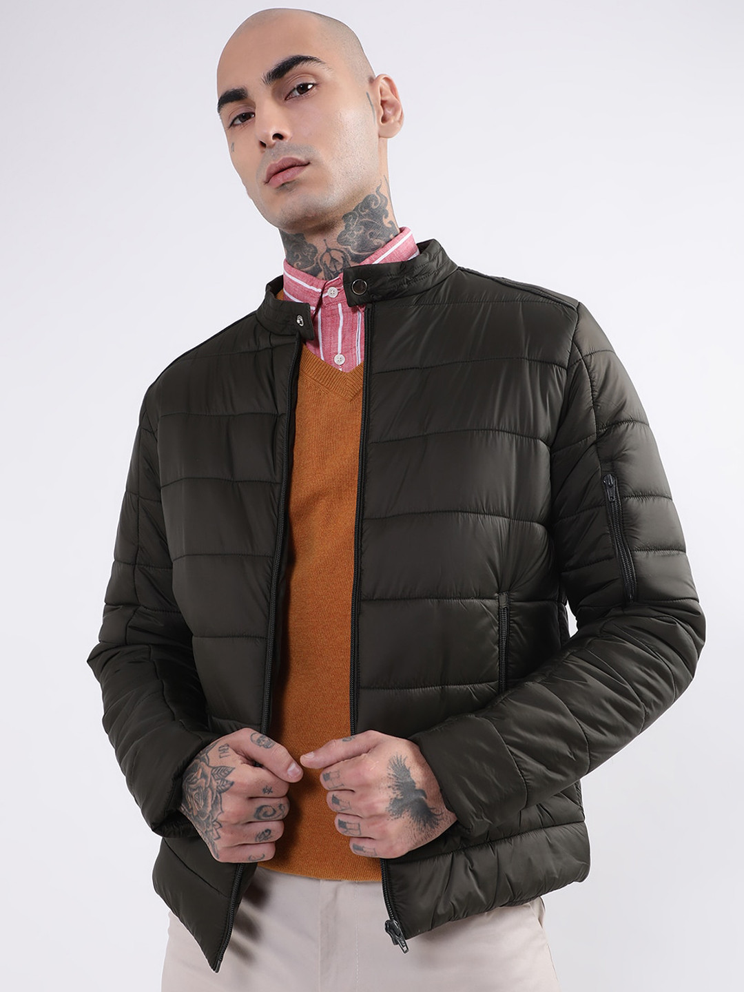 HARSAM Men Zip Detail Puffer Jacket