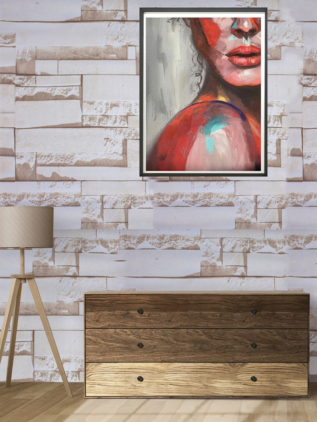 Bonhomie Wallopedia Beige & Violet Printed Decorative Wall Sticker