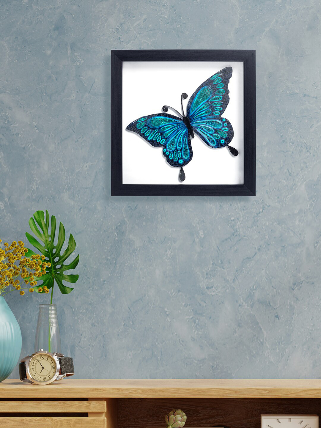 Golden Peacock Butterfly Metal Matte Hanging Hall Abstract Wall Decor-9.8In