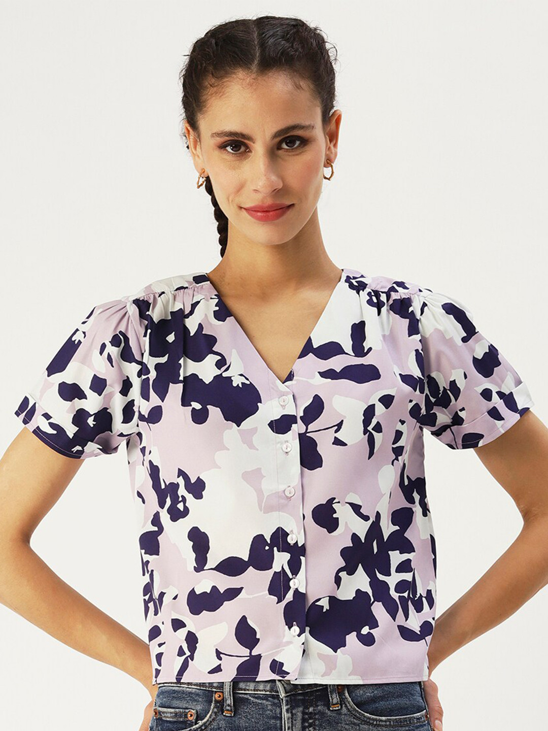 DressBerry Lavender & Blue Print Top