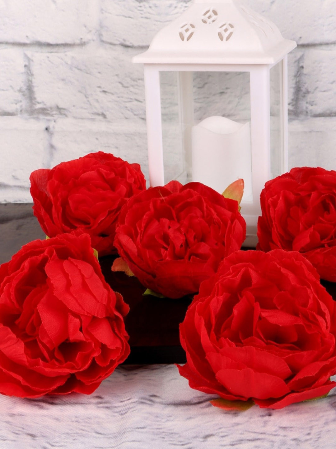 BS AMOR Red Set Of 5 Peony Artificial Flowers