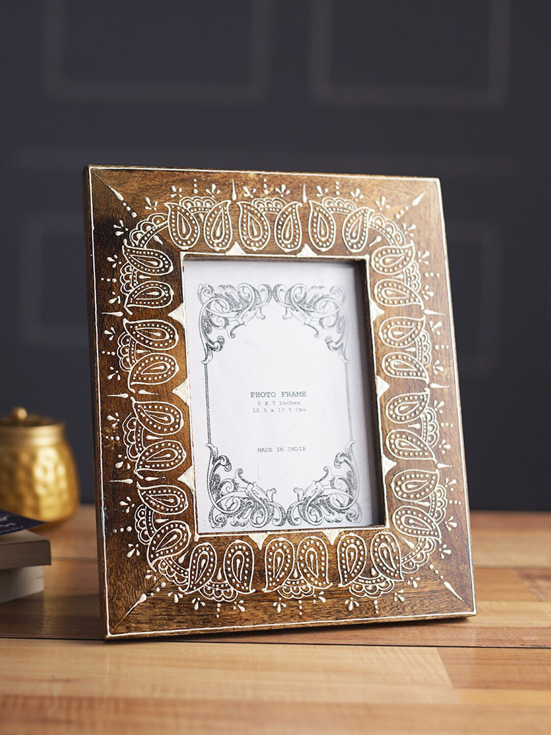 Aapno Rajasthan Brown Wooden Table Photo Frame