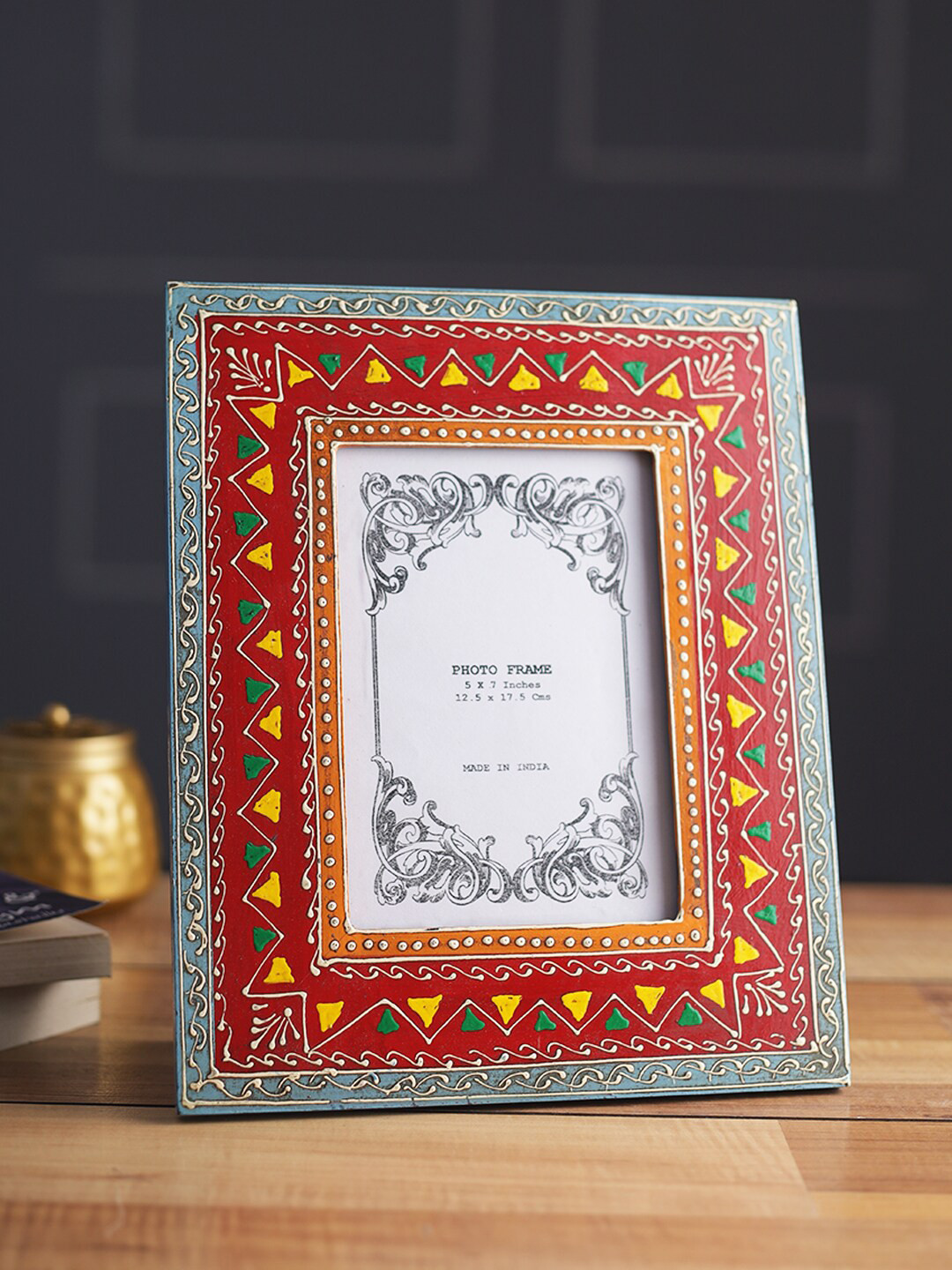 Aapno Rajasthan Red & Blue Wooden Photo Frame