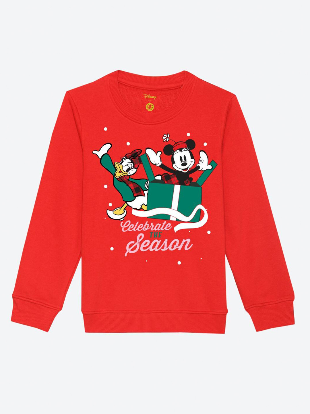 YK Disney Girls Red Christmas Minnie & Daisy Printed Sweatshirt