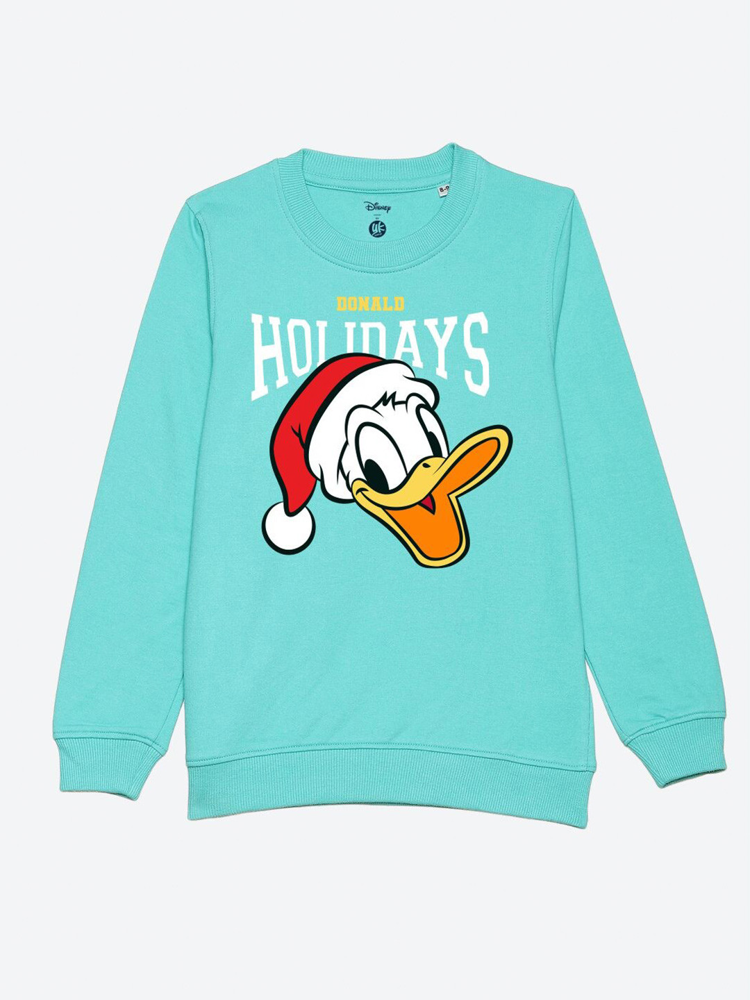 YK Disney Boys Green Cotton Christmas Holiday Donald Duck Printed Sweatshirt