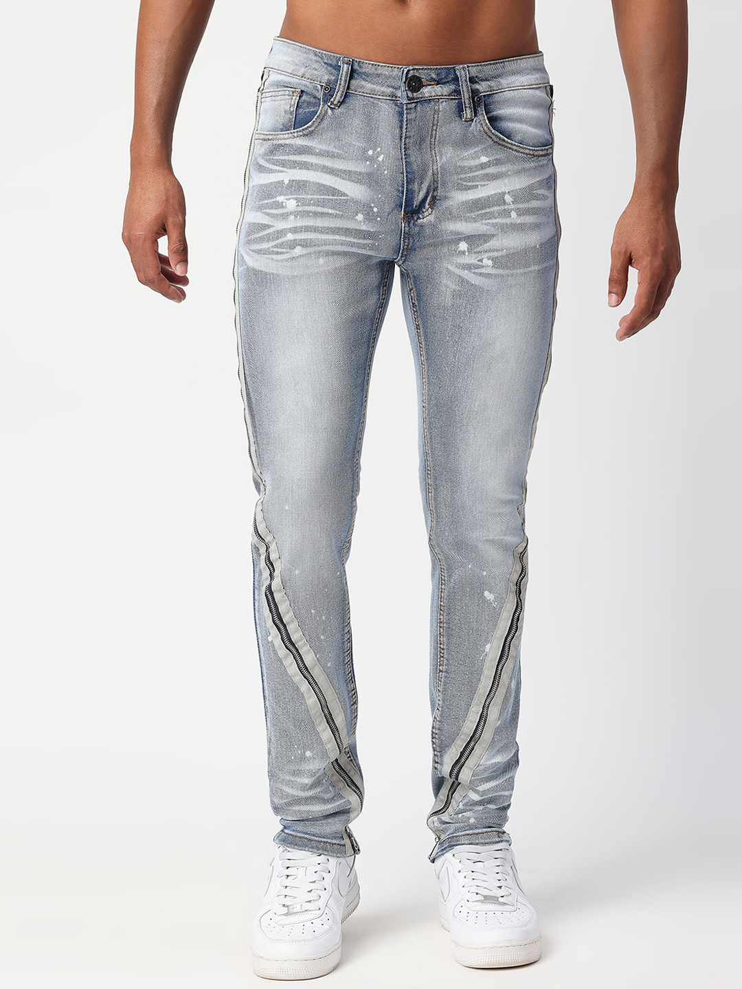 WAIMEA Men Skinny Fit Mildly Distressed Heavy Fade Acid Wash Stretchable Jeans