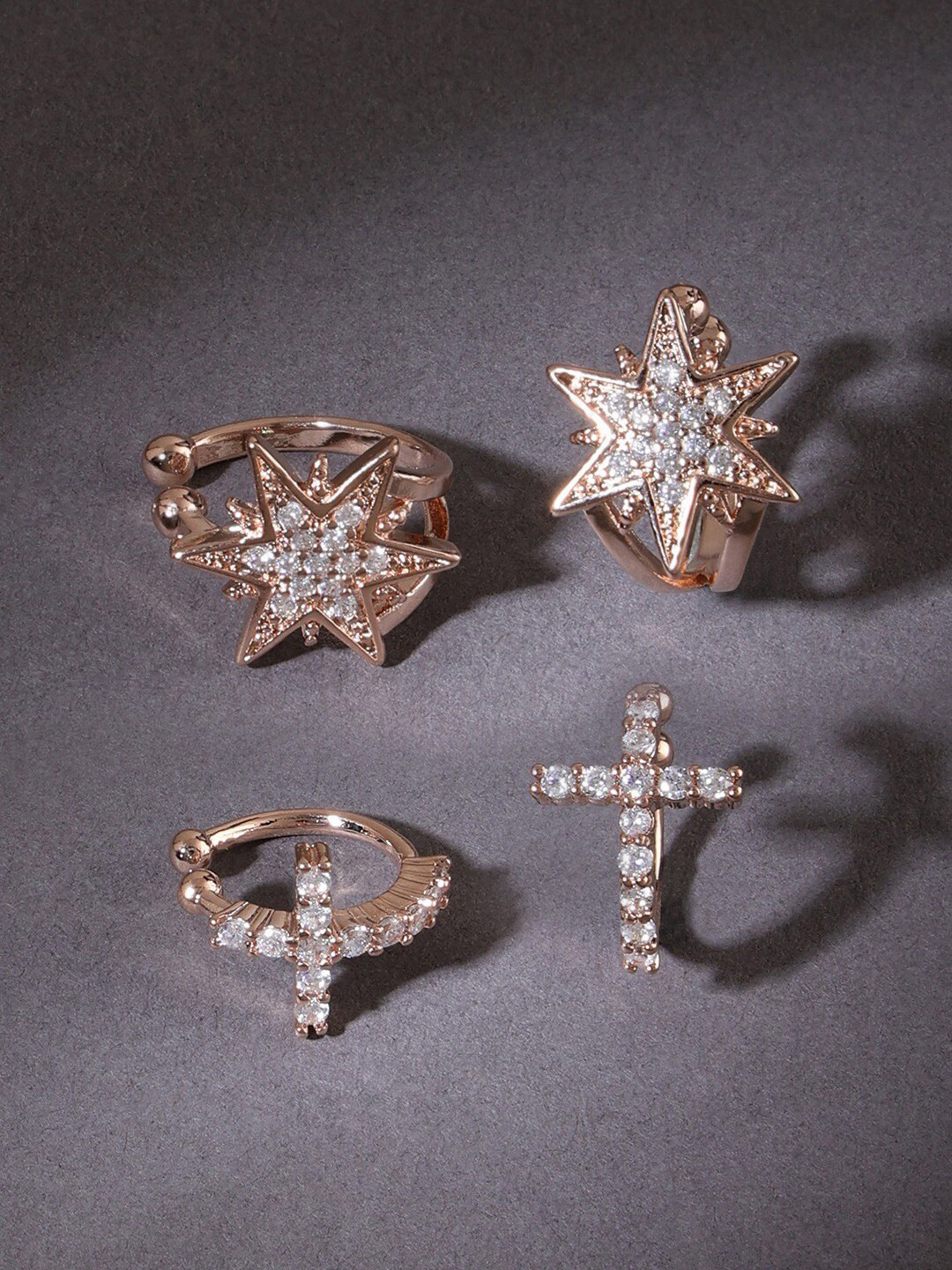 AMI Set of 2 Contemporary Ear Cuff Earrings