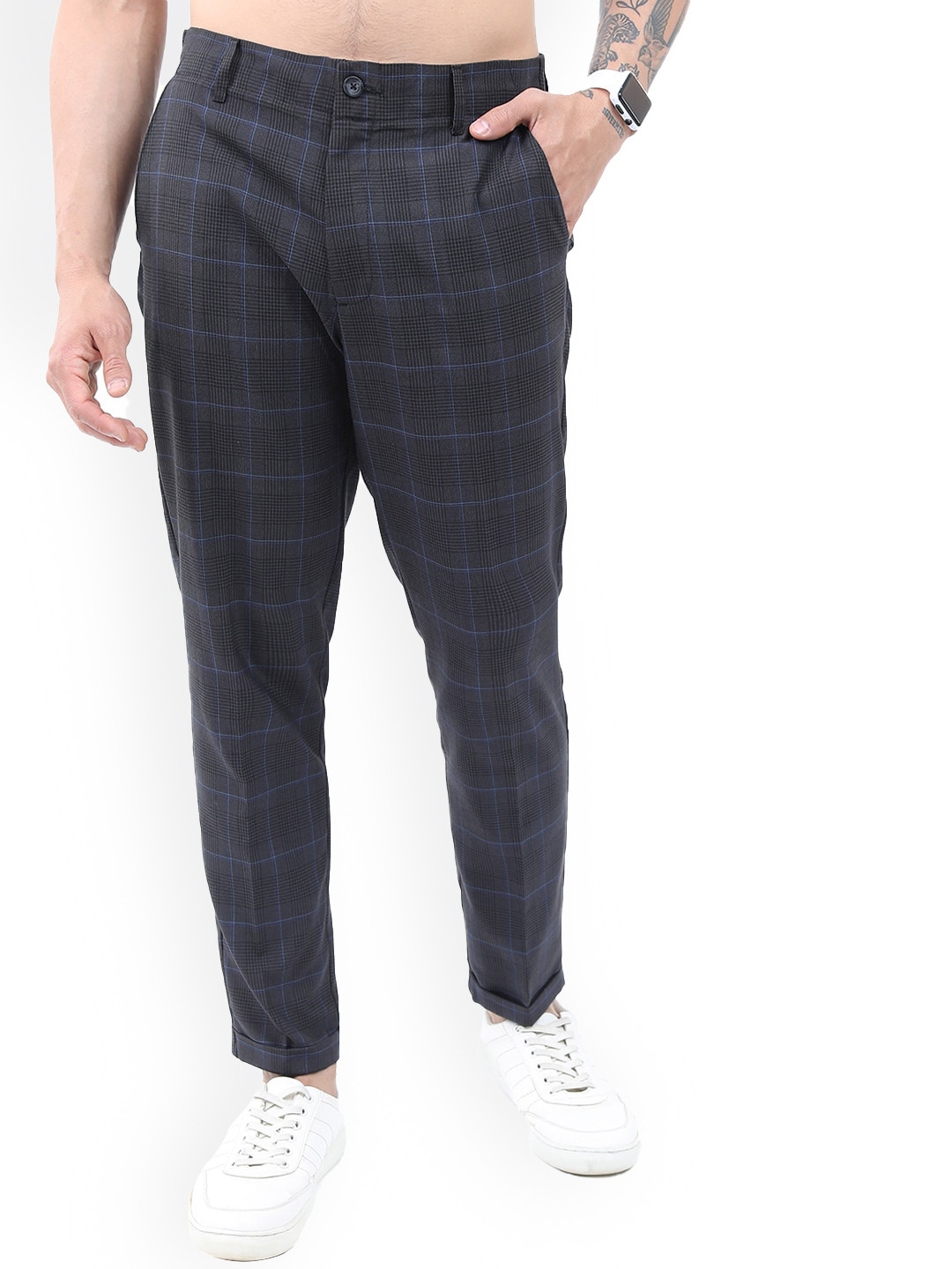 Highlander Men Elasticated Waist Band and Turn Up Hem Smart Formal Trouser