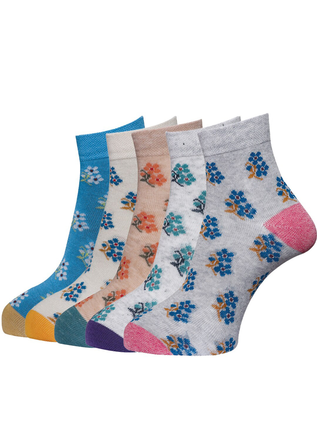 Dollar Socks Women Pack Of 5 Assorted Cotton Ankle Length Socks