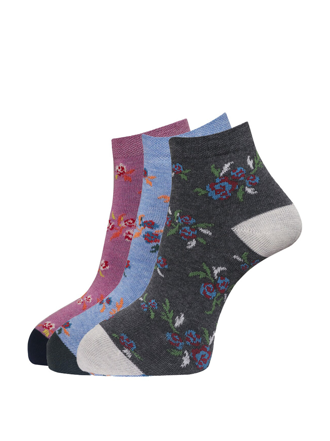 Dollar Socks Women Pack Of 3 Assorted Cotton Ankle Length Socks