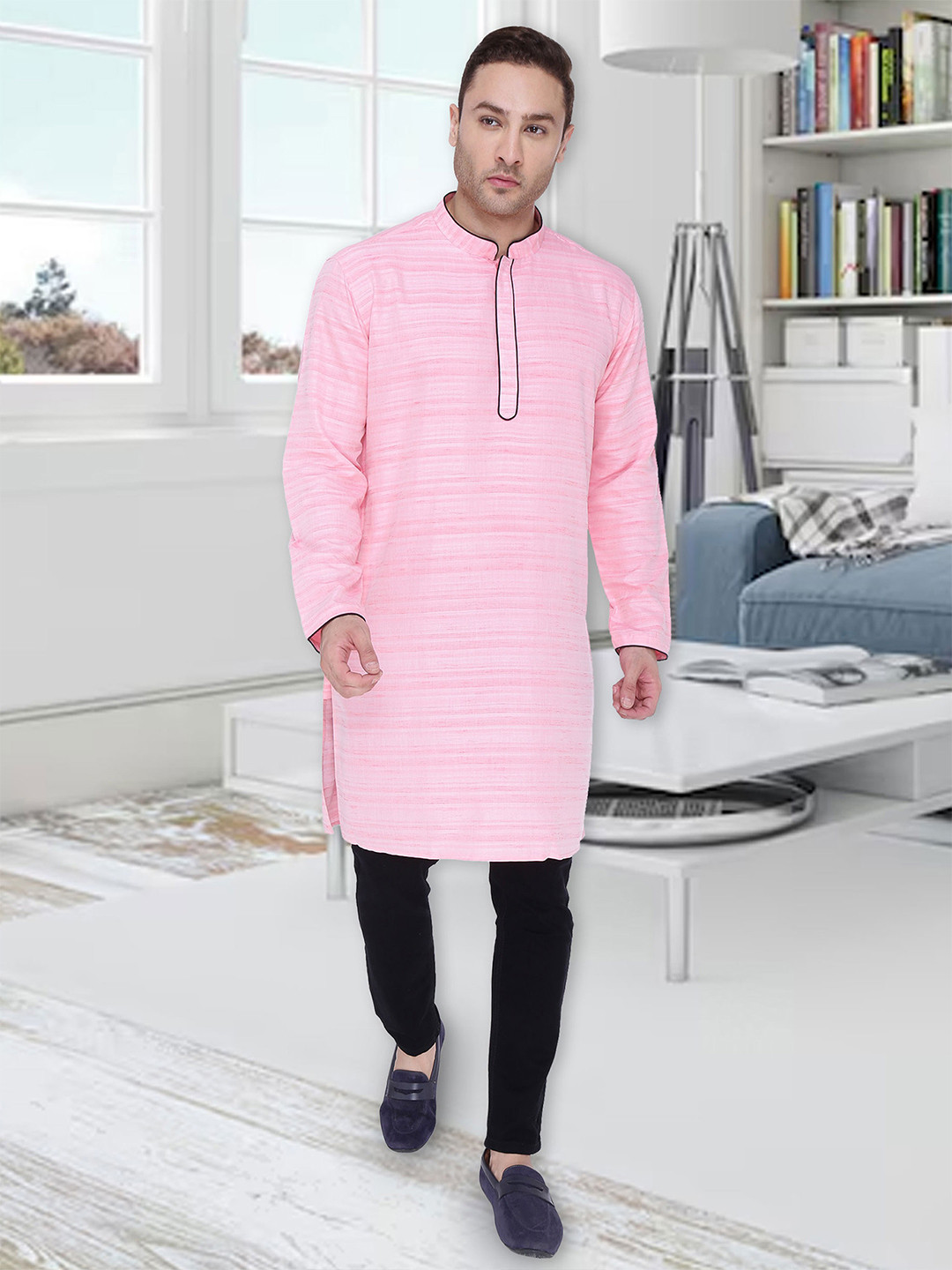 Kuons Avenue Men Pink Pastels Kurta