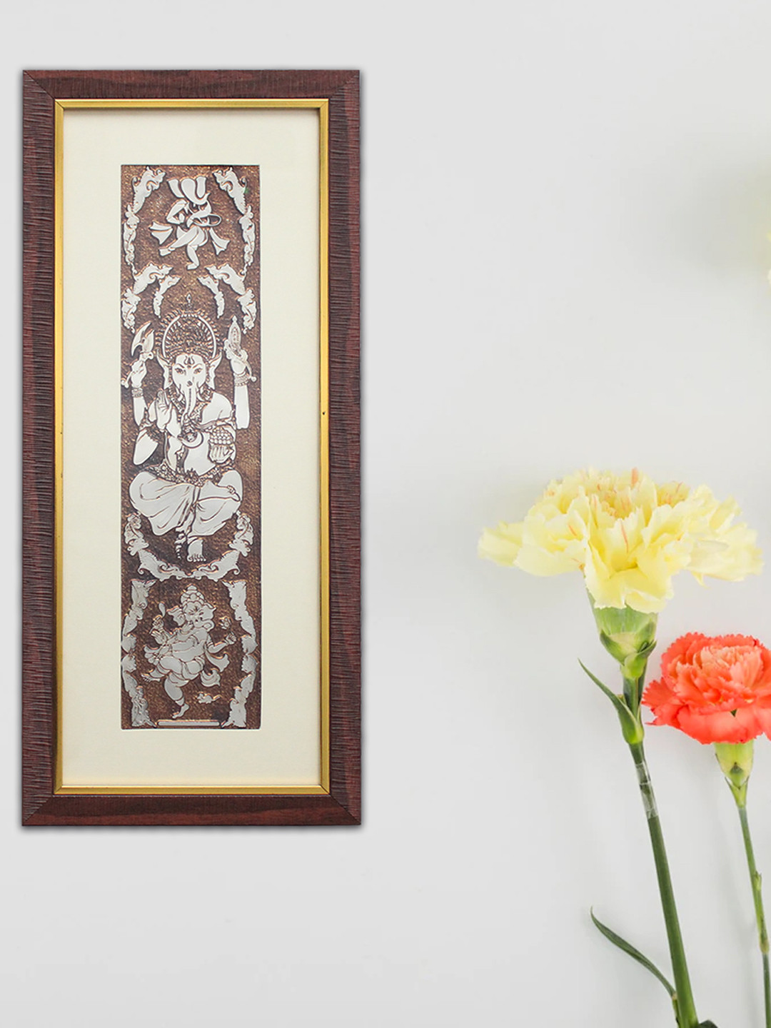 SHREE KALA HOME DECOR Lord Ganesha MDF Wall Rectangle Paintings Wall Art - 23 x 9.75In