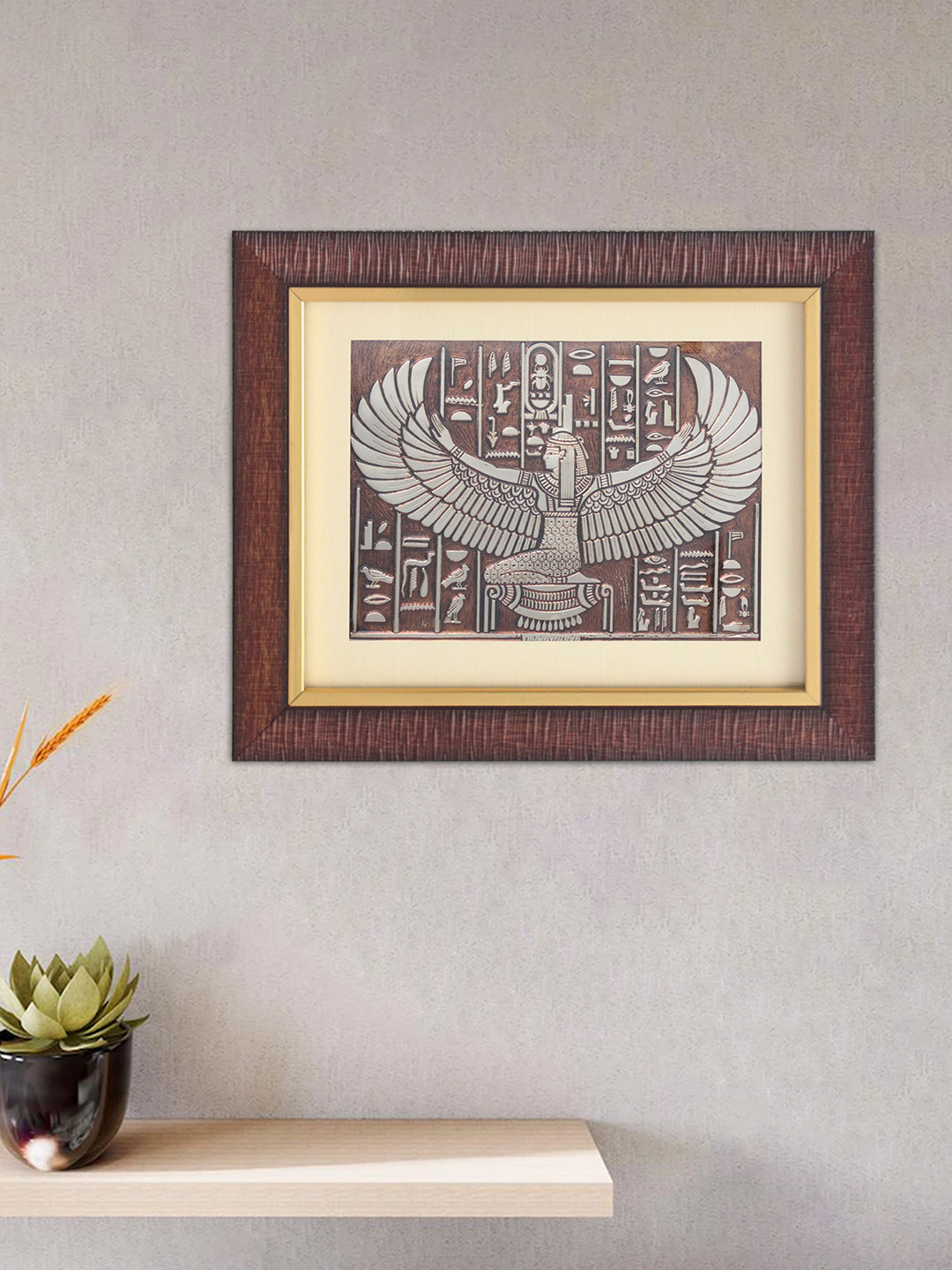 SHREE KALA HOME DECOR Brown MDF Wall Living Room Rectangle Paintings Wall Art -14 x 18In