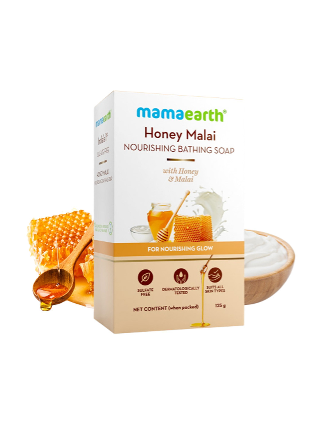 Mamaearth Honey Malai Nourishing Bathing Soap for Nourishing Glow - 125 g