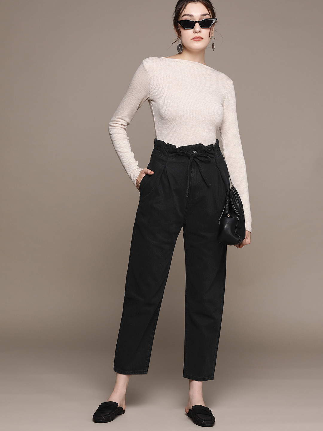 MANGO Women Pure Cotton Slouchy Fit Jeans