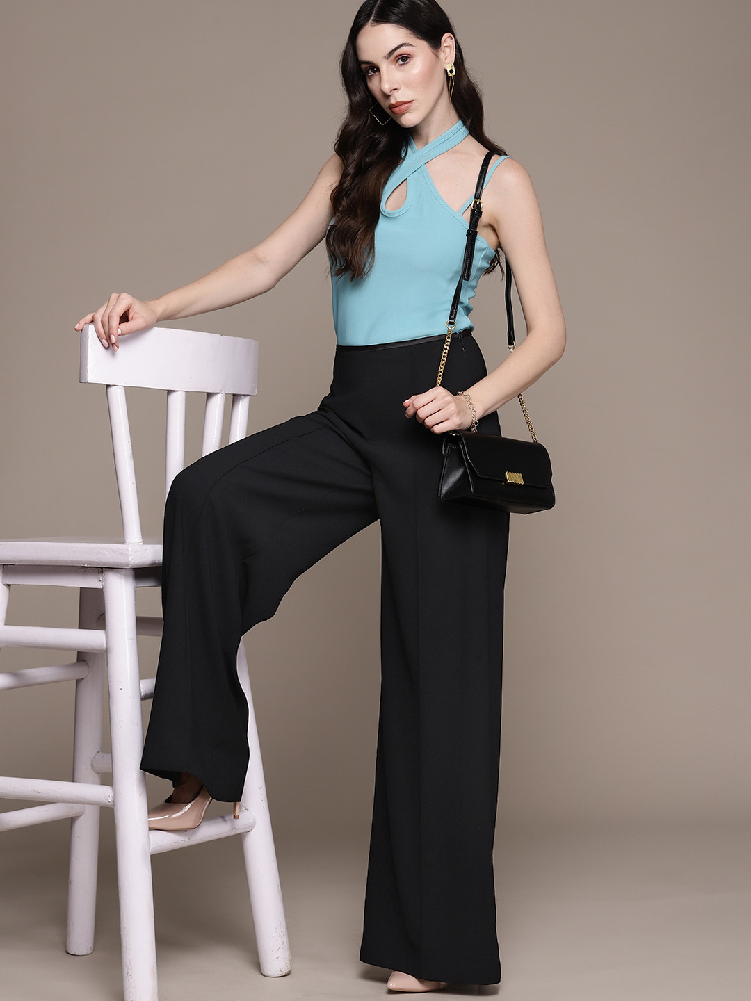 MANGO Women RegularPleated Flowy Parallel Trousers