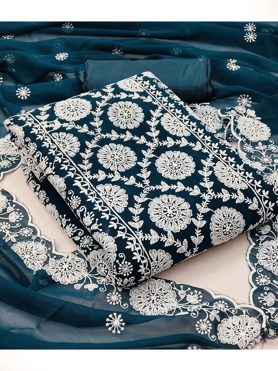 KALINI  Embroidered Silk Georgette Unstitched Dress Material