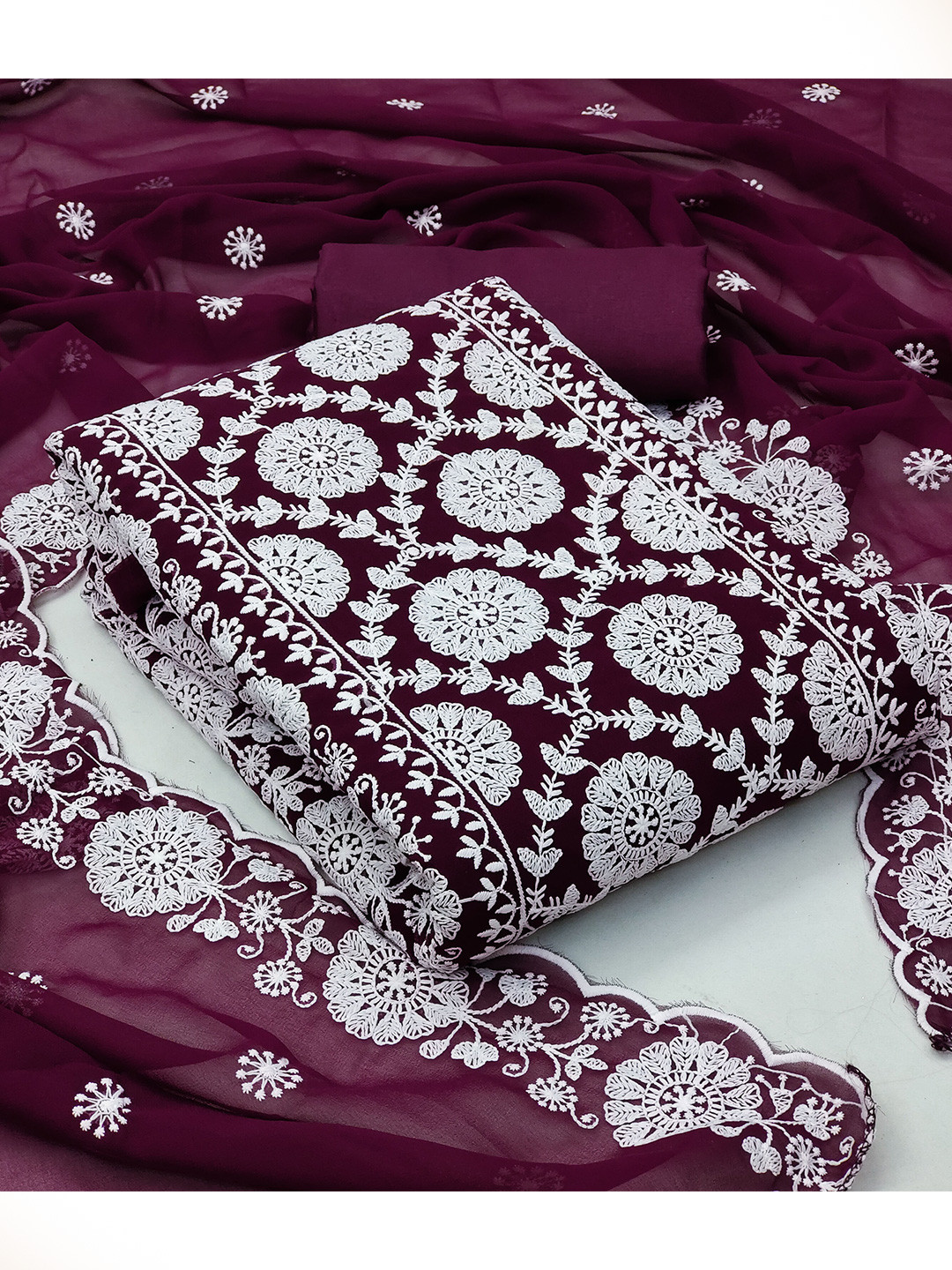 KALINI  Embroidered Silk Georgette Unstitched Dress Material