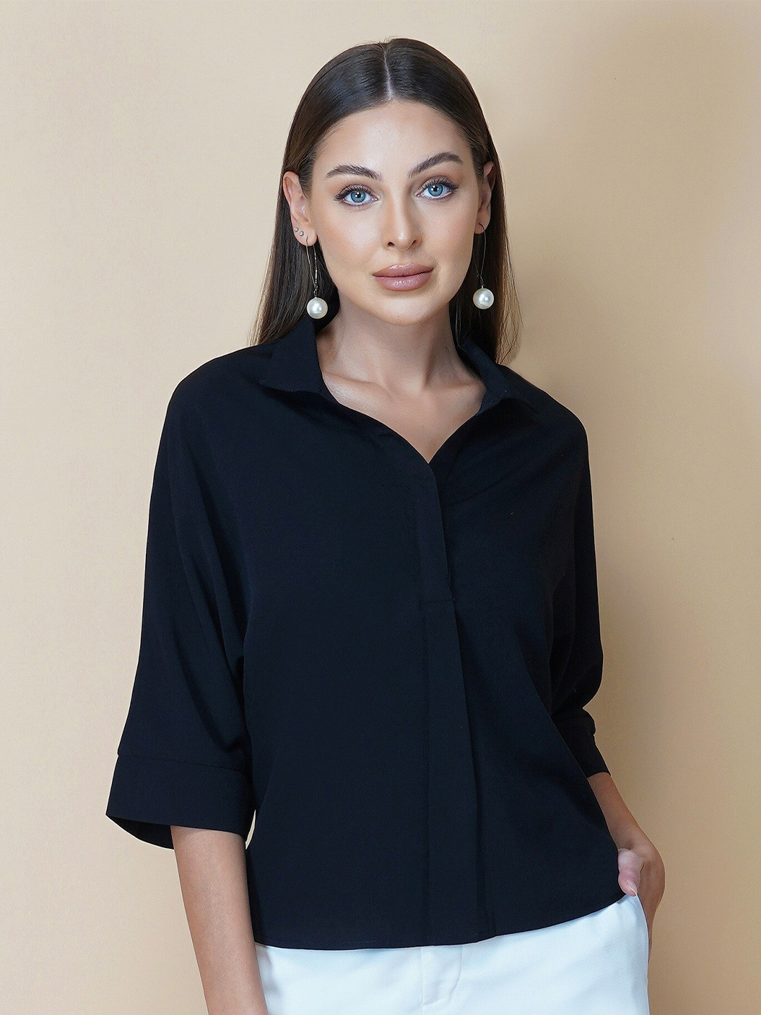 RAASSIO Women Shirt Style Crepe Top