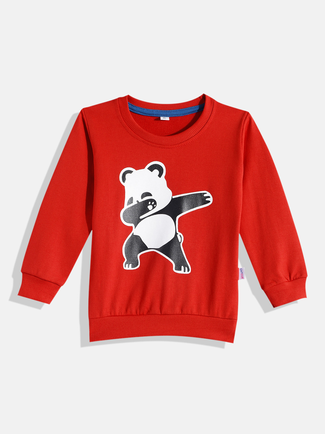 CATCUB Kids Red Printed Cotton Animal Graphics Sweatshirt