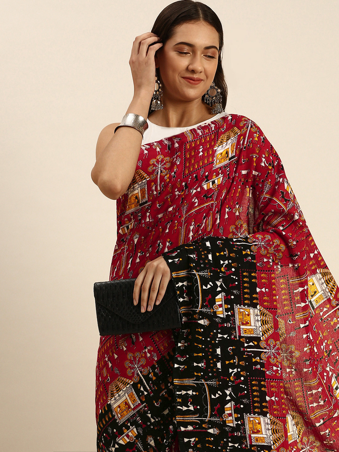 DESH BIDESH Kalamkari Pure Cotton Taant Saree